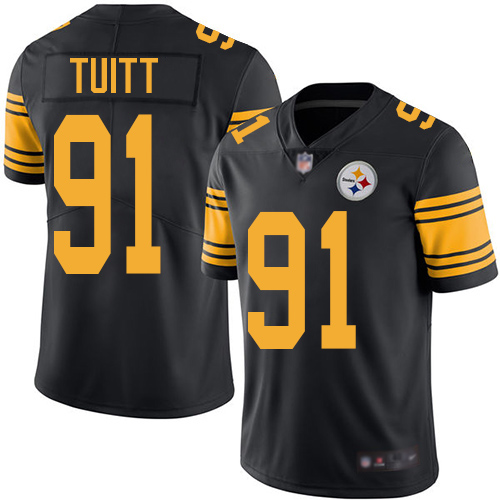 Youth Pittsburgh Steelers Football #91 Limited Black Stephon Tuitt Rush Vapor Untouchable Nike NFL Jersey->youth nfl jersey->Youth Jersey